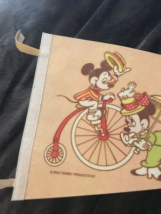 Vintage Walt Disney World Main Street USA Mickey and Minnie Mouse Pennant 2