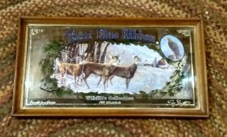 1991 Pabst Blue Ribbon Beer White Tailed Deer Wildlife Hunting Mirror Sign 28 "