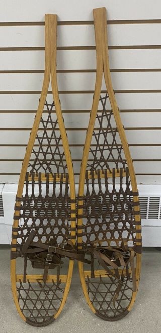 Vintage Early Tubbs Vermont Vt Wooden Snowshoes 10x46 E