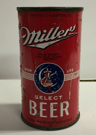Miller Select Flat Top Beer Can Opening Instruction Punch Top Oi Girl On Moon