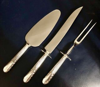 International Orchid Sterling Silver Cake/pie Server & 2 Piece Carving Set - Mono