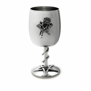 Alchemy Gothic Ruah Vered Pentagram Rose & Thorn Steel Wine Goblet