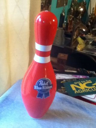 Rare Red Pabst Blue Ribbon Beer Bowling Pin Advertisement Trophy Award ?