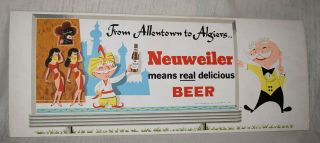 Vintage Neuweiler Beer Advertising Sign Display - Allentown To Algiers - 28 "
