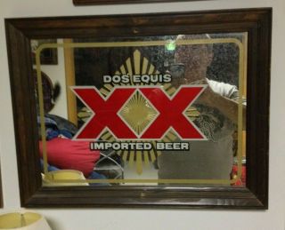 Vintage Dos Equis Xx Imported Beer Bar Pub Mirror Sign Man Cave Large 21”x16”