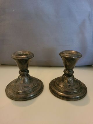 2 Frank Whiting Sterling Silver Candlesticks Weighted Reinforced 3.  25 " H