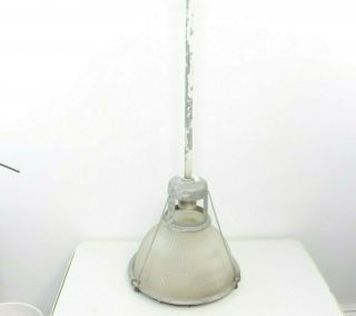 Vintage Holophane Hanging Ceiling Light Industrial Fixture Glass Pendant