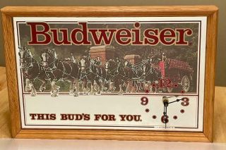 Vintage Budweiser Clydesdale Clock Mirror By Stamford Art