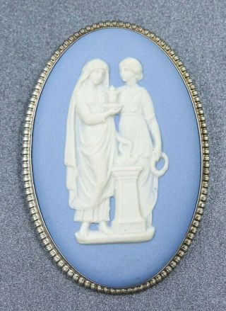 Vintage Wedgwood Cameo Womens Brooch Sterling Silver Fine Jewelry