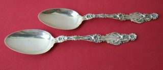 2 Gorham Whiting 1902 LILY Sterling Silver Five O ' Clock Teaspoons 5 3/8 