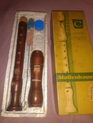 Vintage Eine Mollenhauer C Alto Recorder Sopran Blockflote Wooden