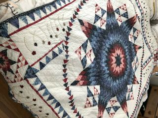 Vintage Handmade Hand - Sewn Star Quilt