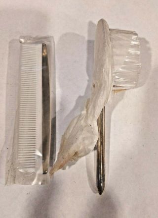 Nos W Defects Lullaby Sterling Silver Baby Hair Brush & Comb Set Tarnish & Stain