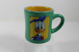 Vintage Disney Donald Duck Coffee Mug Green Yellow