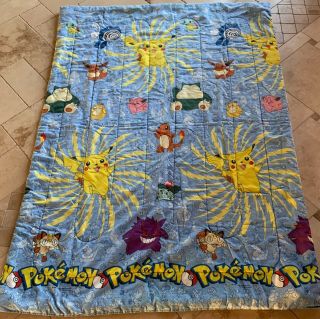 Vintage Pokemon Twin Size Comforter Blanket 1998 84 " X 64 "