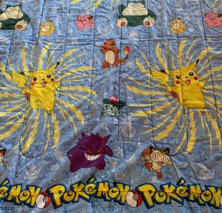 Vintage Pokemon Twin Size Comforter Blanket 1998 84 