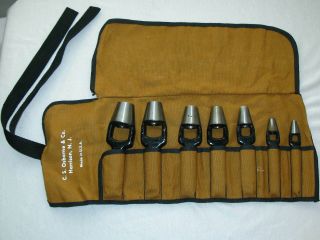 Vintage Leather Tools C S Osborne Leather Hole Punch 7 Piece With Pouch