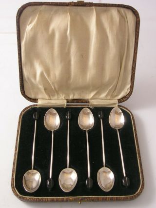 Lovely Box Set 6 1926 George V Silver Coffee Bean Spoons 32 Grams Raeno