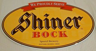 Shiner Bock Spoetzl Brewery Tx Advertising Sign Metal Tin Man Cave Nos 25x17