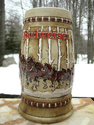 Vintage 1981 Budweiser Mug Holiday " Snowy Woodland "