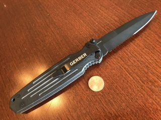Gerber Applegate Fairbairn Covert Fast Assist Knife 22 - 019 Serrated Black Blade