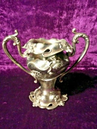 Derby Silver Company Antique Silver Quadruple Plate Ornate Vase Cup Art Nouveau