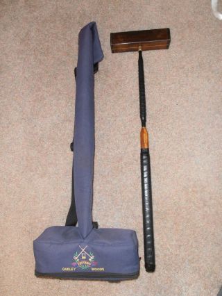 Vintage Oakley Woods Croquet Mallet With Bag And Rule Booklet