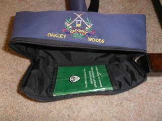 VINTAGE OAKLEY WOODS CROQUET MALLET WITH BAG AND RULE BOOKLET 3