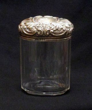 1901 Antique Mappin & Webb London Sterling Silver Cut Glass Vanity Dresser Jar