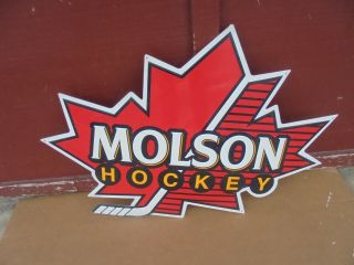 34 " X 24 " Metal Sign Molson Hockey Red Canadian Maple Leaf Logo Beer Bar Decor