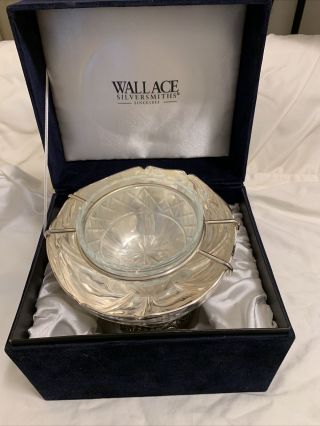Vintage Wallace Silver Plate Caviar Bowl With Glass Insert Serving Set