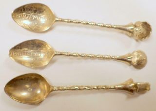 1800s Three (3) Antique Souvenir Spoons Sterling Silver Philippines 50.  2 Grams