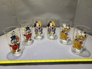 (6) 1978 Pepsi Collector Glasses - Walt Disney Productions Mickey/pluto/scrooge
