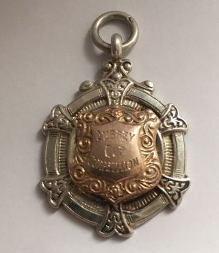 Antique English Silver And Gold Pocket Watch Chain Fob Medal
