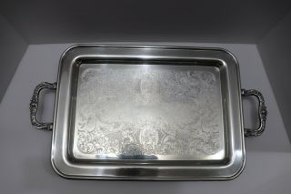 And Shiny Vintage Leonard Silver Plated 17 " Serving Tray Platter Floral
