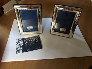 A Pair R Carrs Of Sheffield Silver Plated Beaded Design Photo Frames Boxed