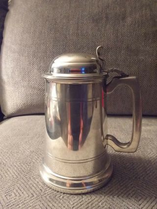 Vintage Worcester Silver Co York Lidded Wine / Beer Stein With Glass Bottom
