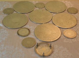Vintage Readers Digest Silver Plated Table Placemats Drinks Coasters With Stands