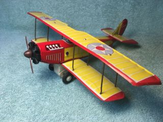 Vintage S&e Tin Lithograph Friction Curtiss Jenny Ww1 Airplane Made In Japan