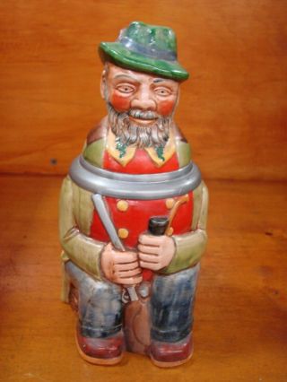 Vintage Gerzit Character Pottery Beer Stein " The Hunter "