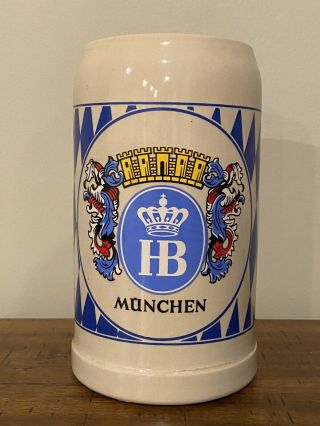Hofbrauhaus Munich Stoneware German Beer Mug Stein 1l Munchen Oktoberfest
