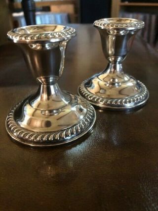 Vintage Empire Weighted Sterling Silver Candlesticks Candleholders