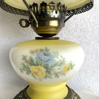 Vintage Accurate Casting 3 Way Electric GWTW Floral Parlor Hurricane Lamp 3