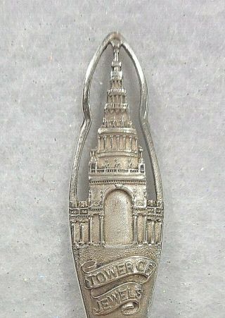 Sterling Silver Souvenir Spoon San Francisco,  Ca Expo Tower Of Jewels,  Ca.  1900