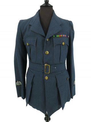 Raf Kings Crown 1940/50s Vintage Military Half Belt Uniform Jacket Chest 36 "