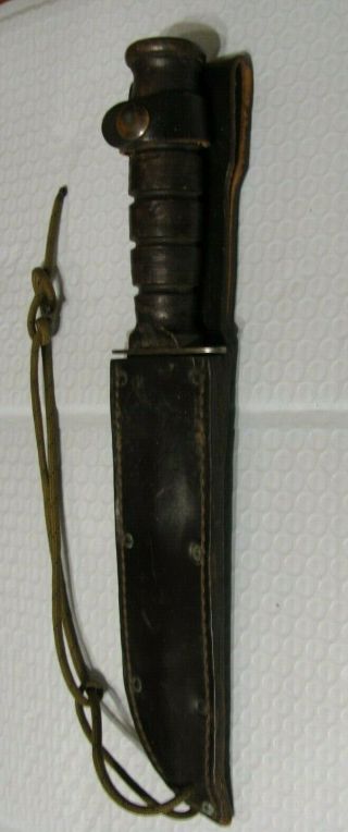 Us Camillus Survival Fighting Knife With Leather Scabbard