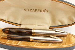 1940s Vintage Sheaffer Tuckaway Lifetime Fountain Pen & Pencil Set W/box & Paper