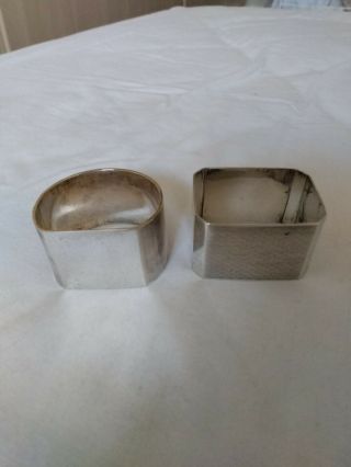 2 Vintage Solid Silver Napkin Rings Hallmarked 1957 And 1960