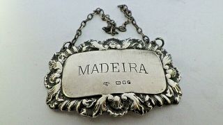 A George Iii Style Oval Silver " Madeira " Decanter Wine Label,  1972