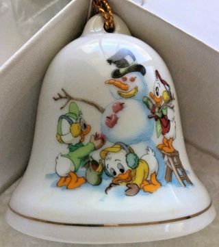 Grolier Collectibles Disney Christmas Bell Ornament Huey Duey And Luey 1993